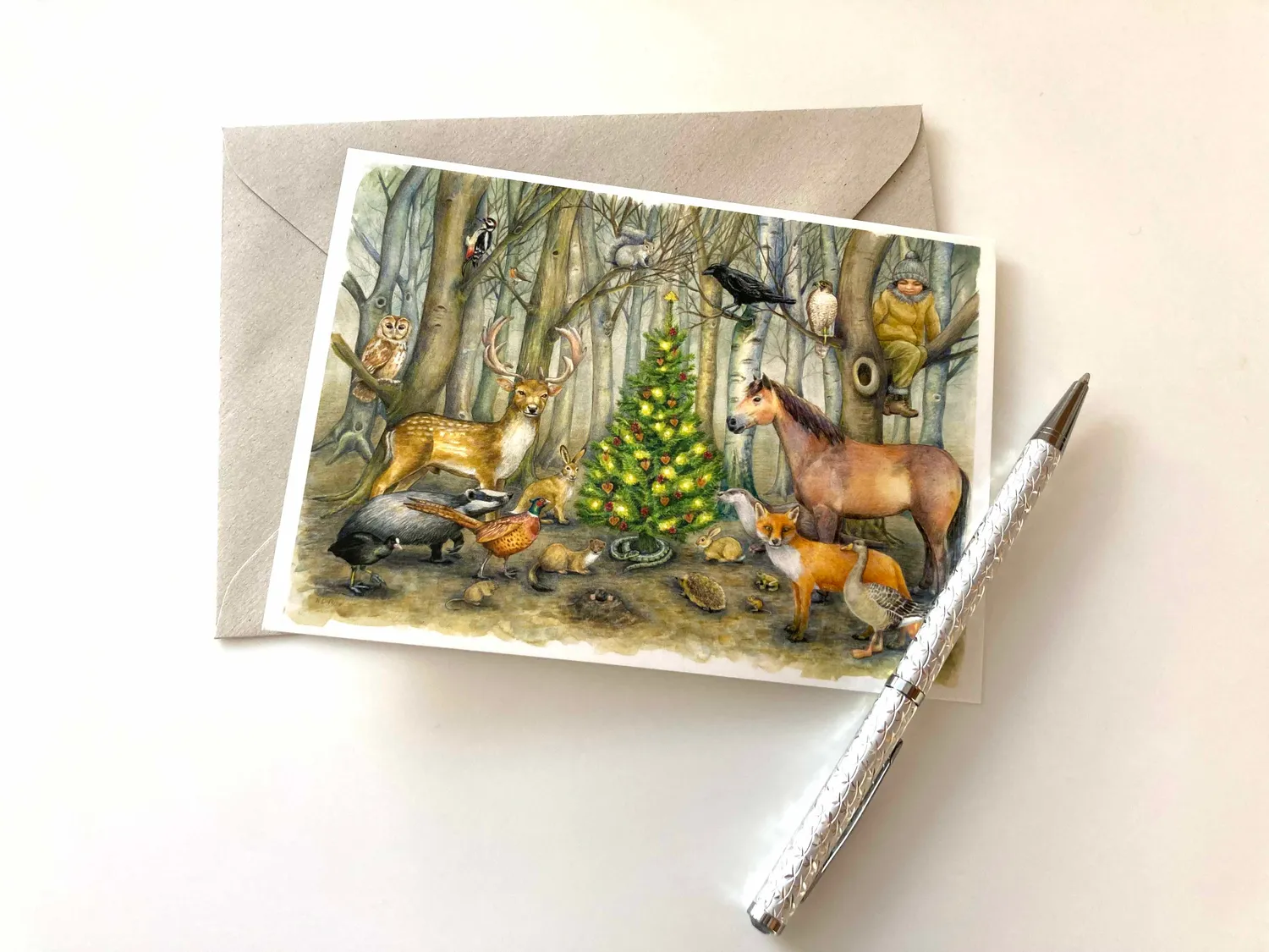 Helena Perry Woodland carte de vœux A6 scène complète