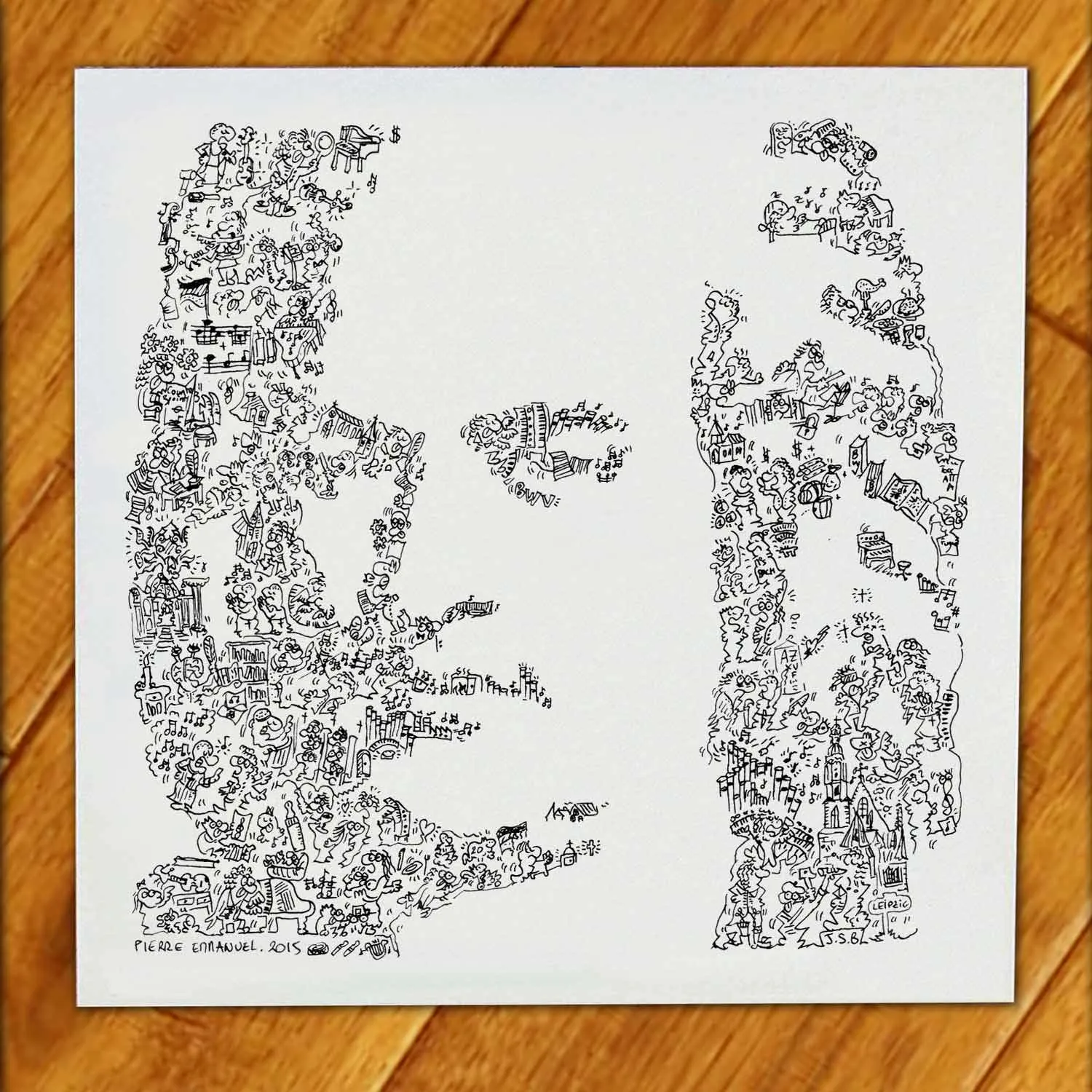 DrawInside Bach affiche 20x20 cm édition signée