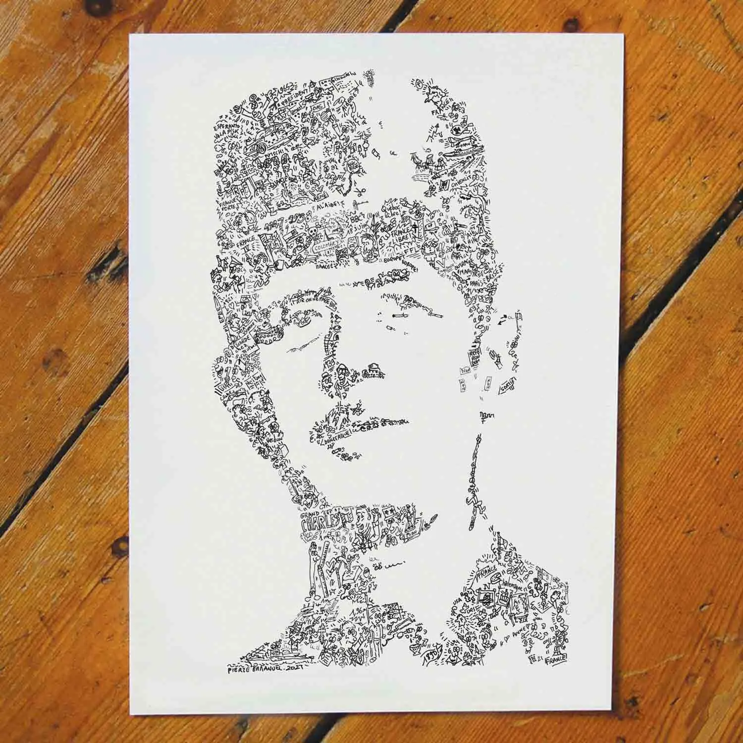 DrawInside Charles de Gaulle affiche portrait papier mat à encadrer