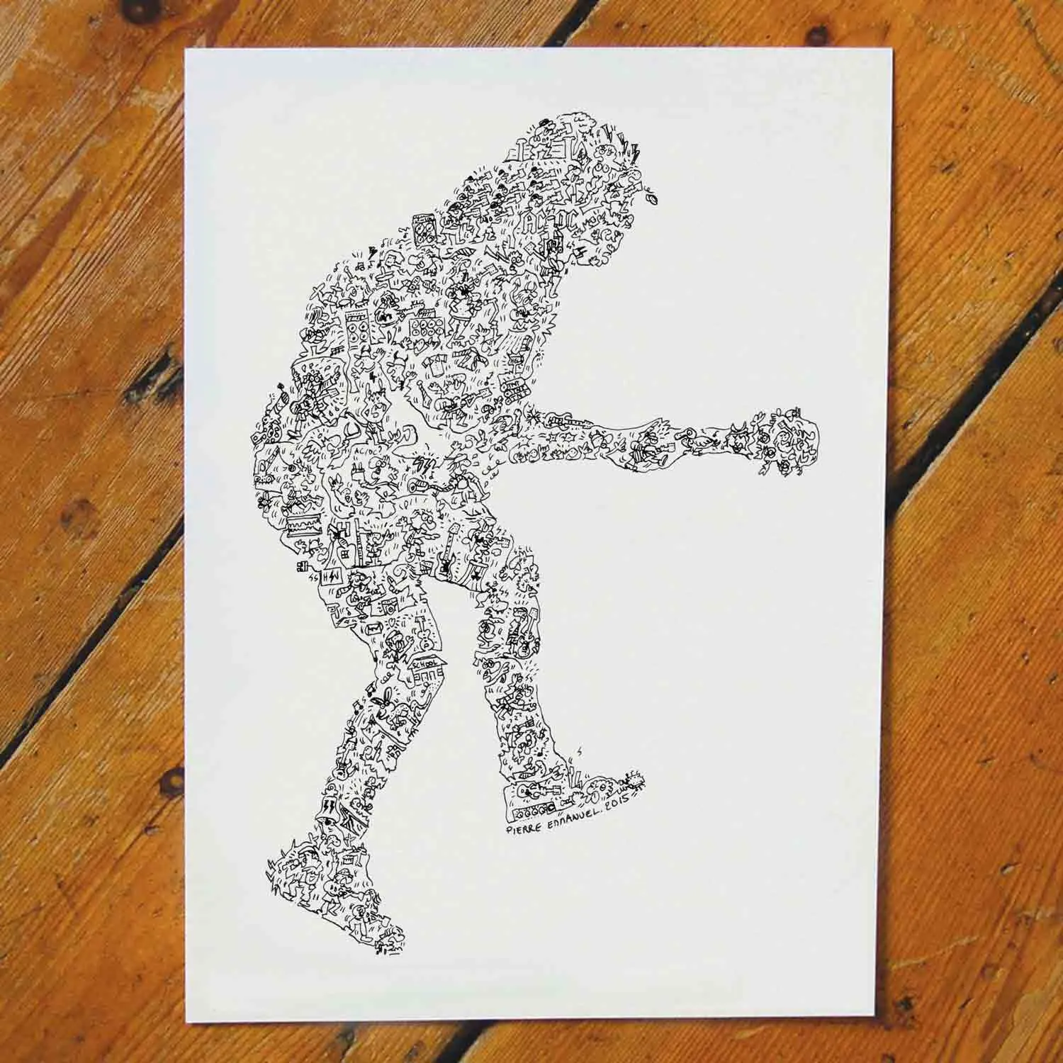 DrawInside Angus Young AC/DC affiche A3 rock