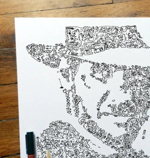 DrawInside Indiana Jones affiche 30x30 cm signée