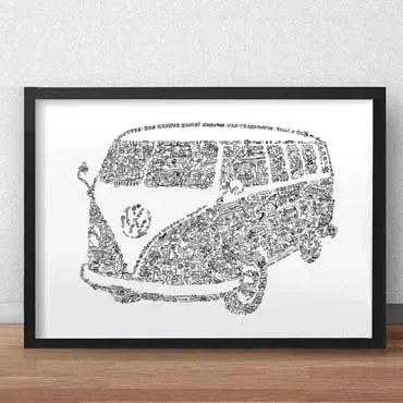 DrawInside VW Combi Type 2 affiche A4 21x30 cm van