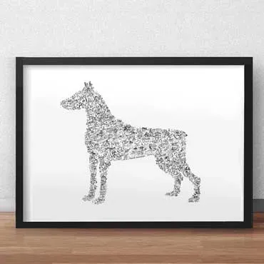 DrawInside Dobermann affiche A4 race chien garde
