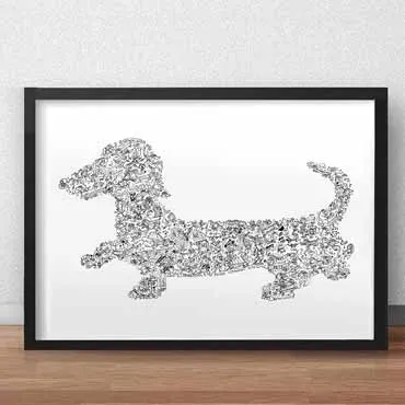 DrawInside Teckel affiche A4 21x30 cm chien