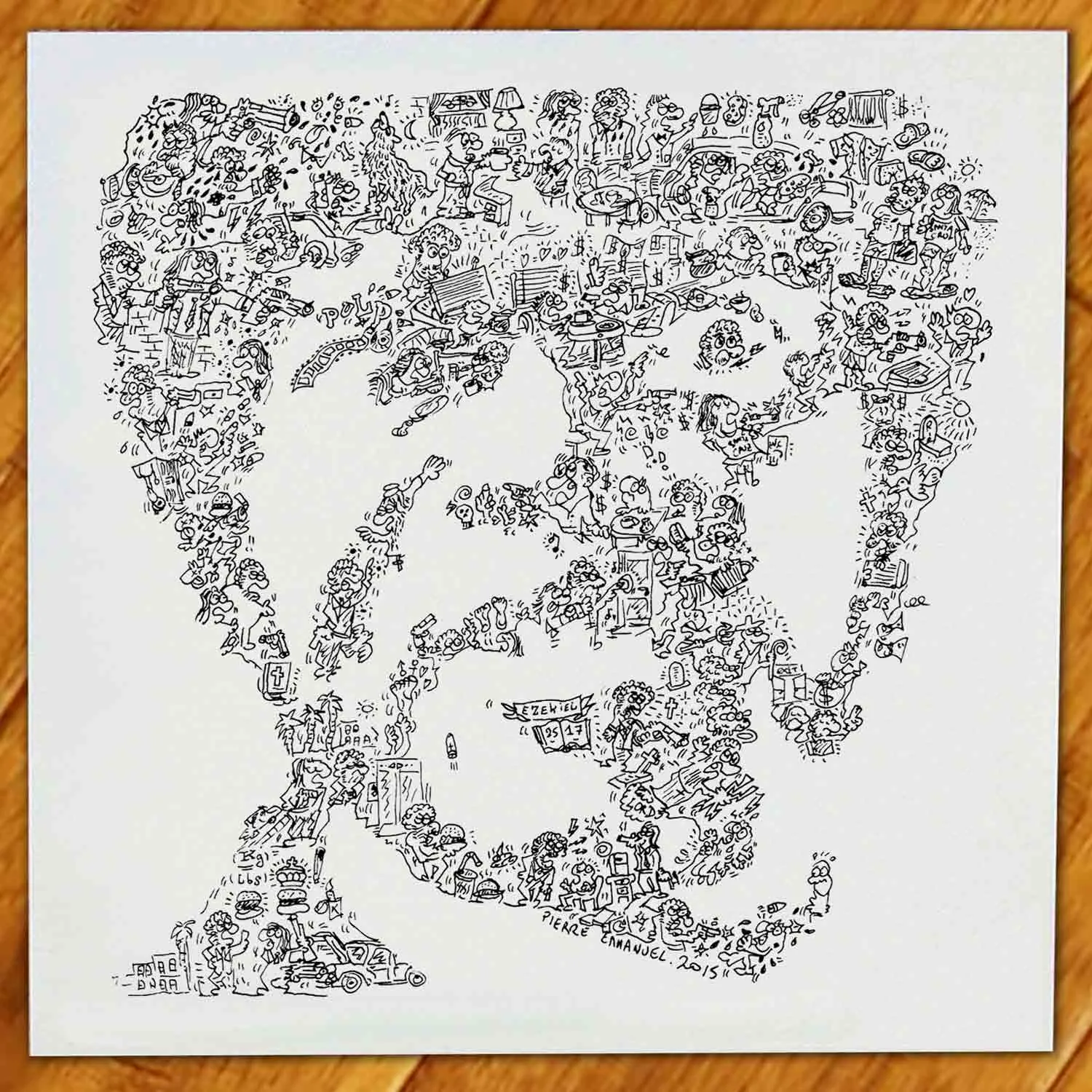 DrawInside Samuel L Jackson affiche 30x30 cm Pulp Fiction