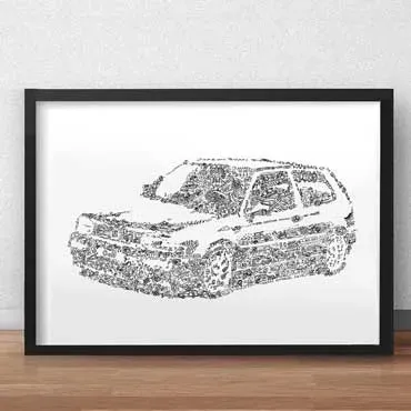 DrawInside VW Golf 3 affiche A4 21x30 cm voiture
