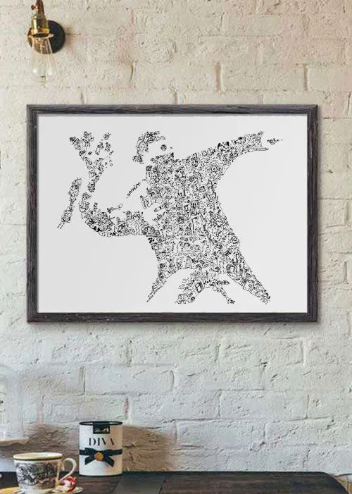 DrawInside Flower Thrower Banksy affiche A4 street art