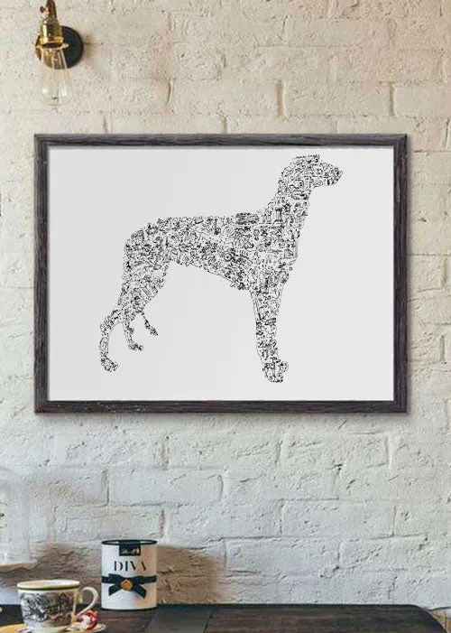DrawInside Greyhound affiche A3 lévrier chien