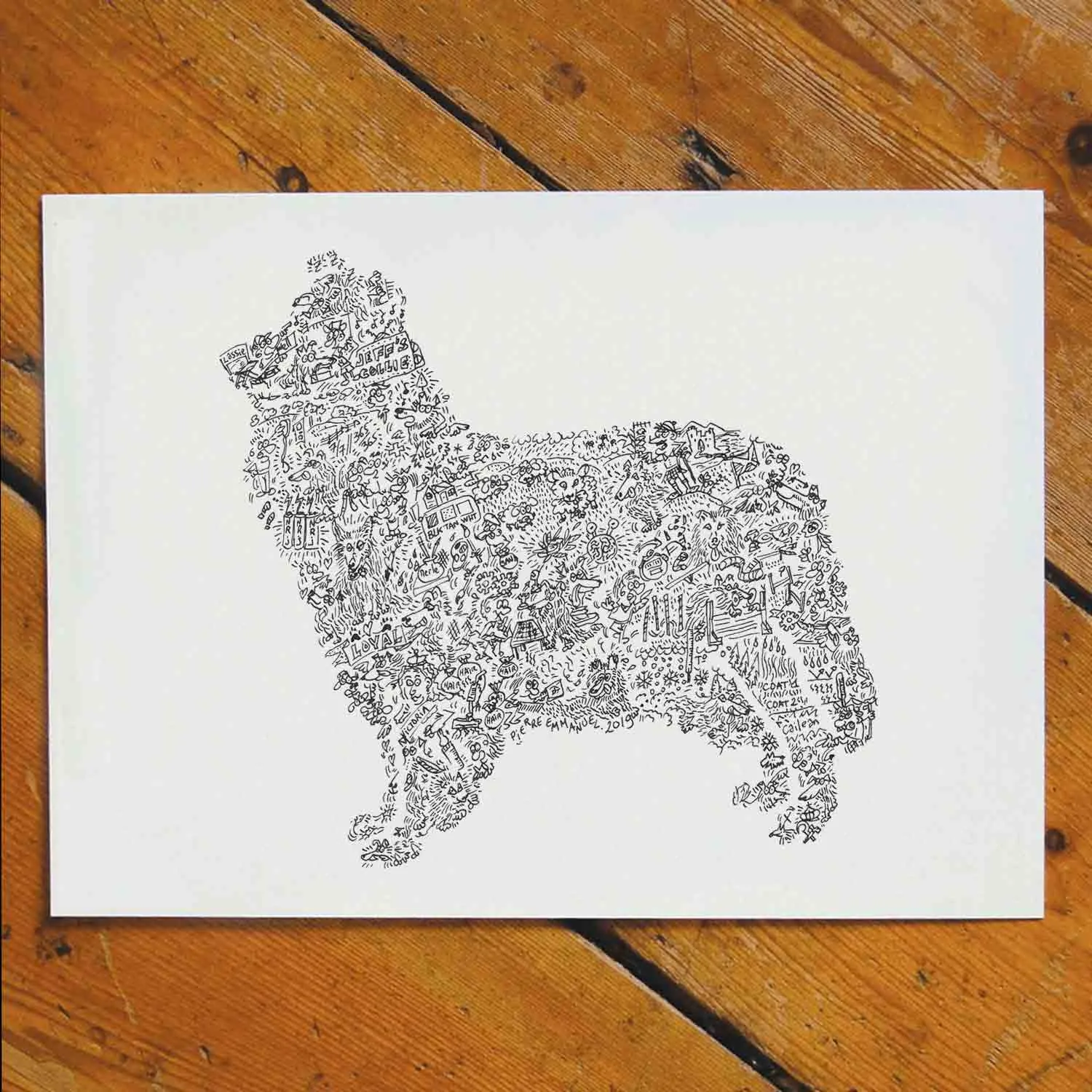 DrawInside Rough Collie affiche A4 21x30 cm chien