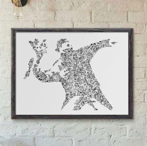 DrawInside Flower Thrower Banksy affiche A4 street art