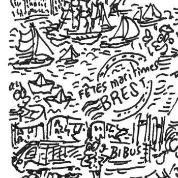 DrawInside Brest affiche A4 21x30 cm pont Recouvrance