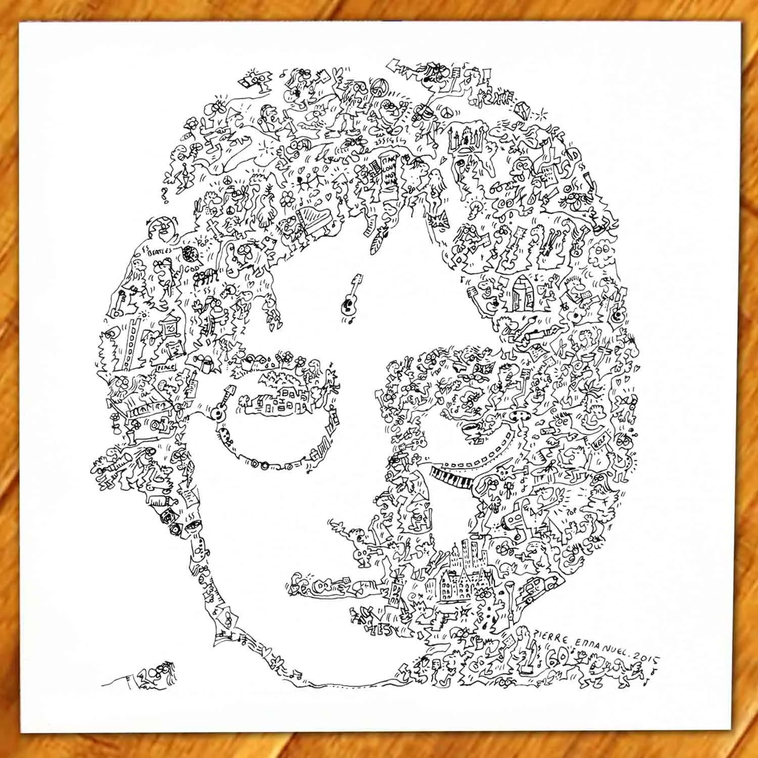 DrawInside John Lennon affiche 20x20 cm portrait rock