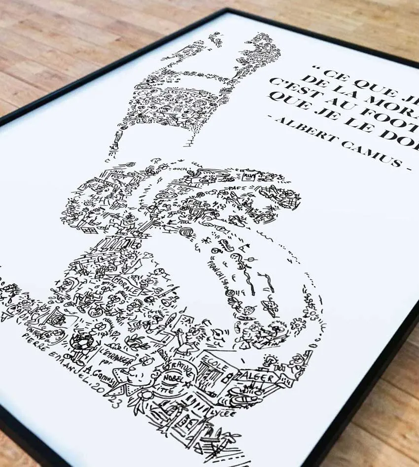 DrawInside Albert Camus affiche A4 football citation