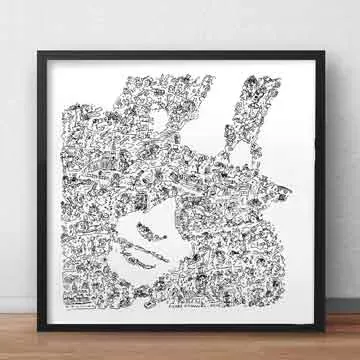 DrawInside Slash Guns N Roses affiche 20x20 cm portrait rock