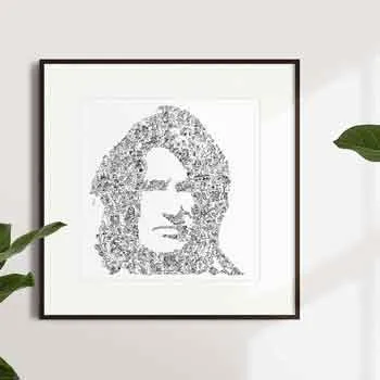 DrawInside Joe Perry Aerosmith affiche 30x30 guitare