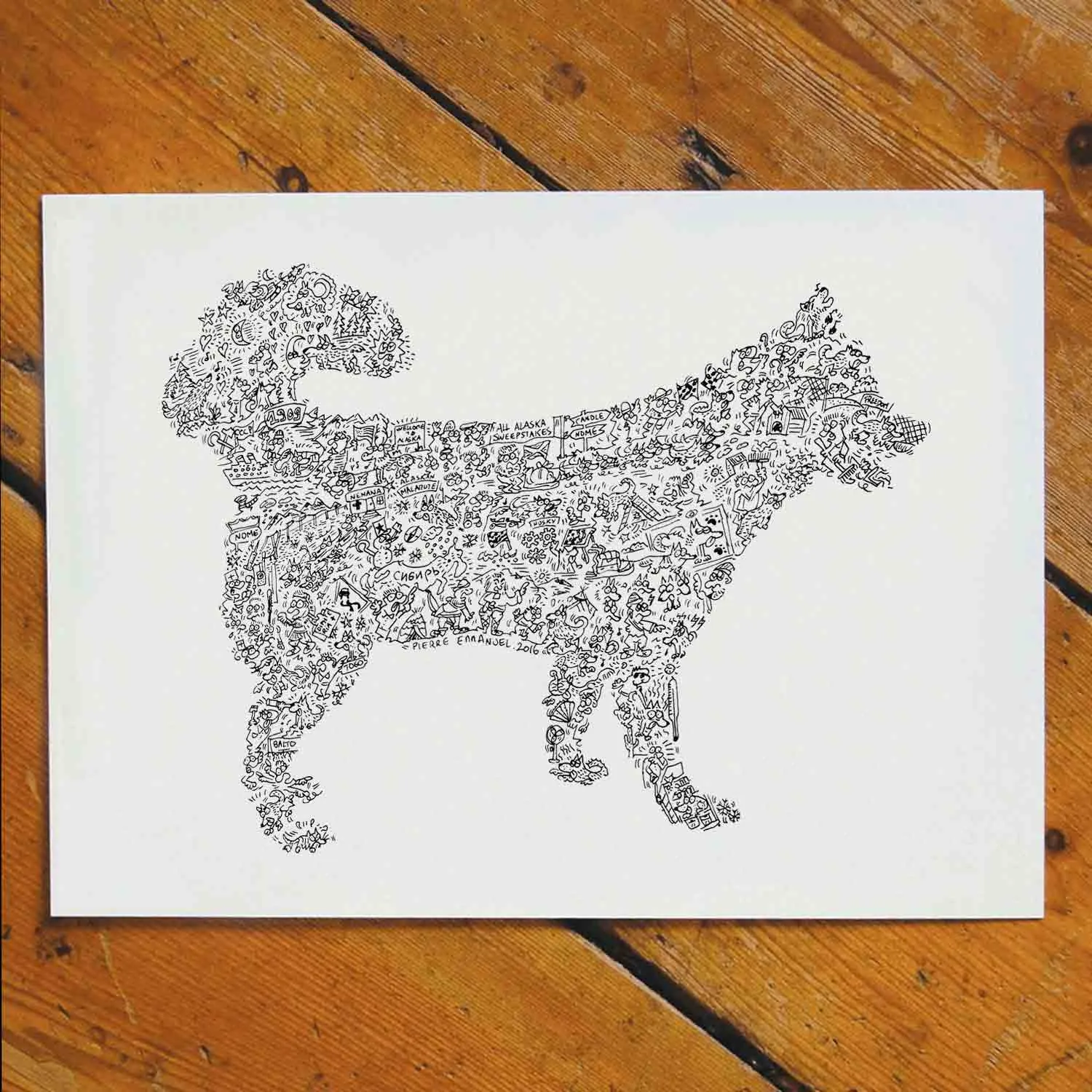 DrawInside Husky Sibérien affiche 21x30 cm chien