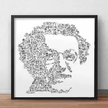 DrawInside Coluche affiche 30x30 cm papier mat