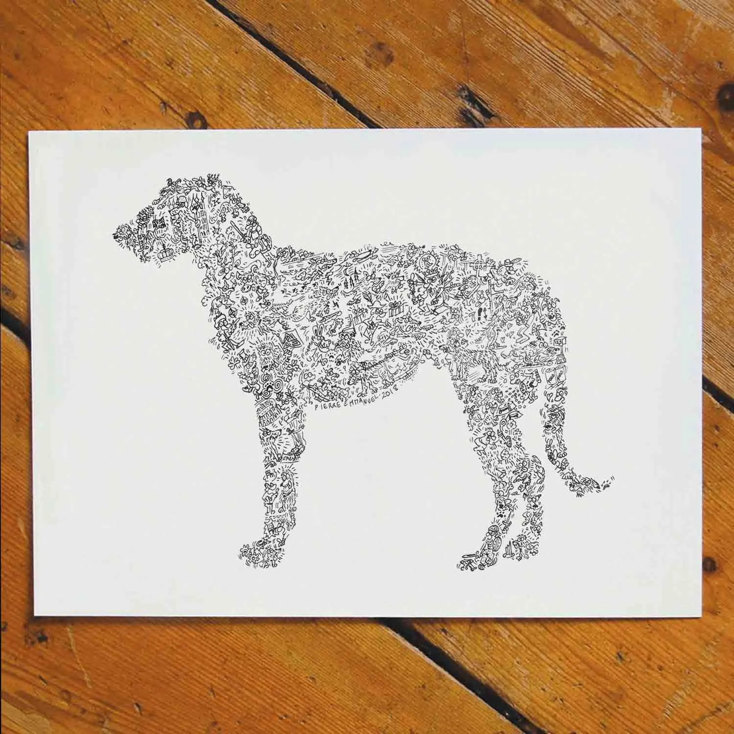 DrawInside Irish Wolfhound affiche A4 21x30 cm chien