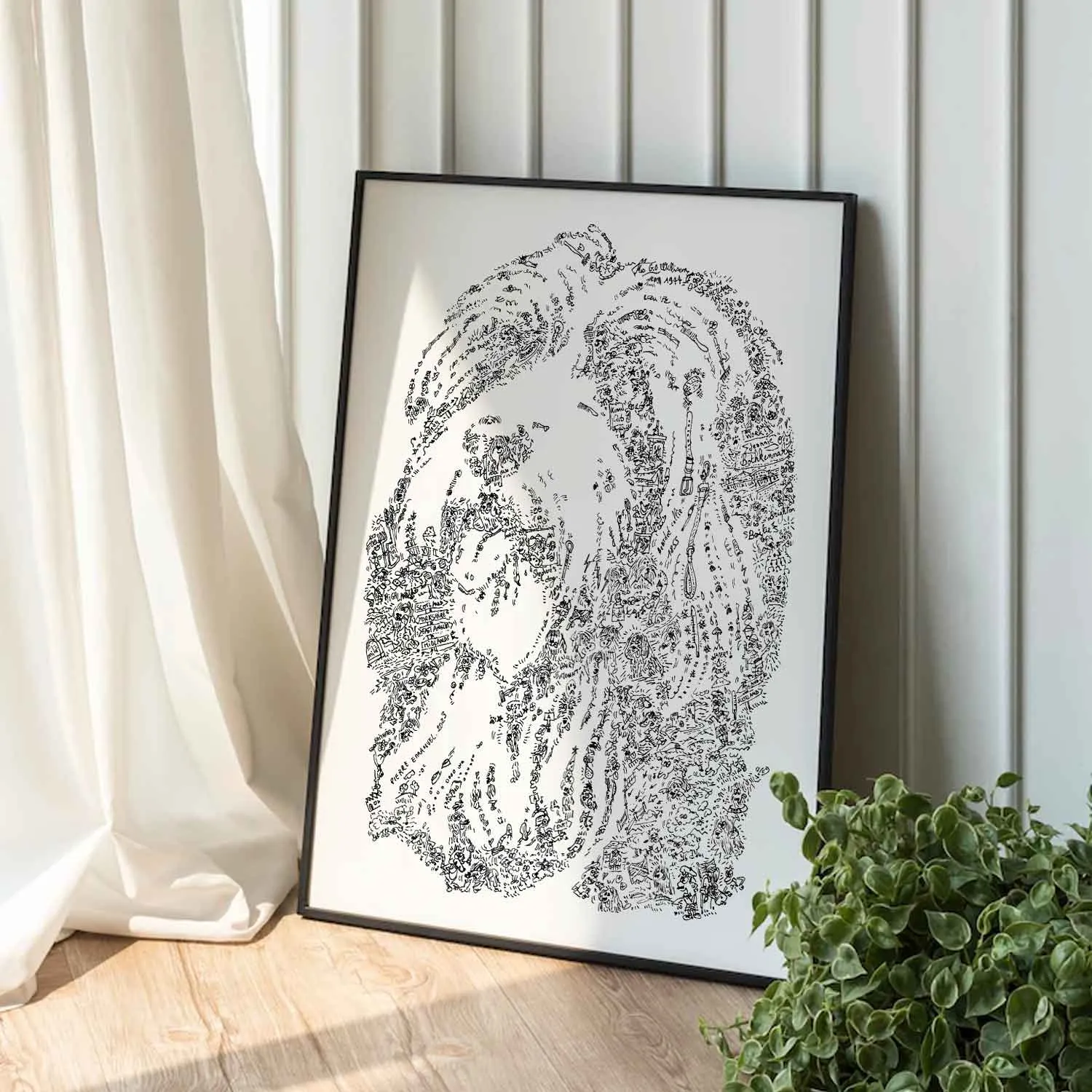 DrawInside Bearded Collie affiche A4 21x30 cm race Écosse