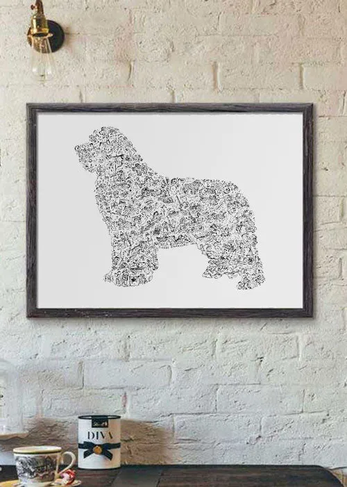 DrawInside Terre Neuve affiche A4 21x30 cm chien
