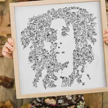 DrawInside Bob Marley affiche 30x30 reggae