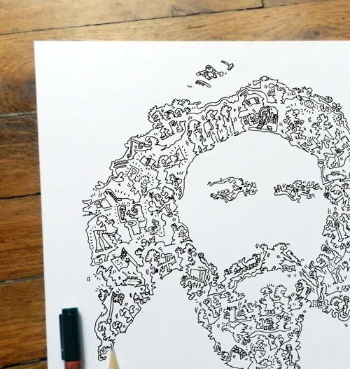 DrawInside Barry Gibb Bee Gees affiche 30x30 cm signée