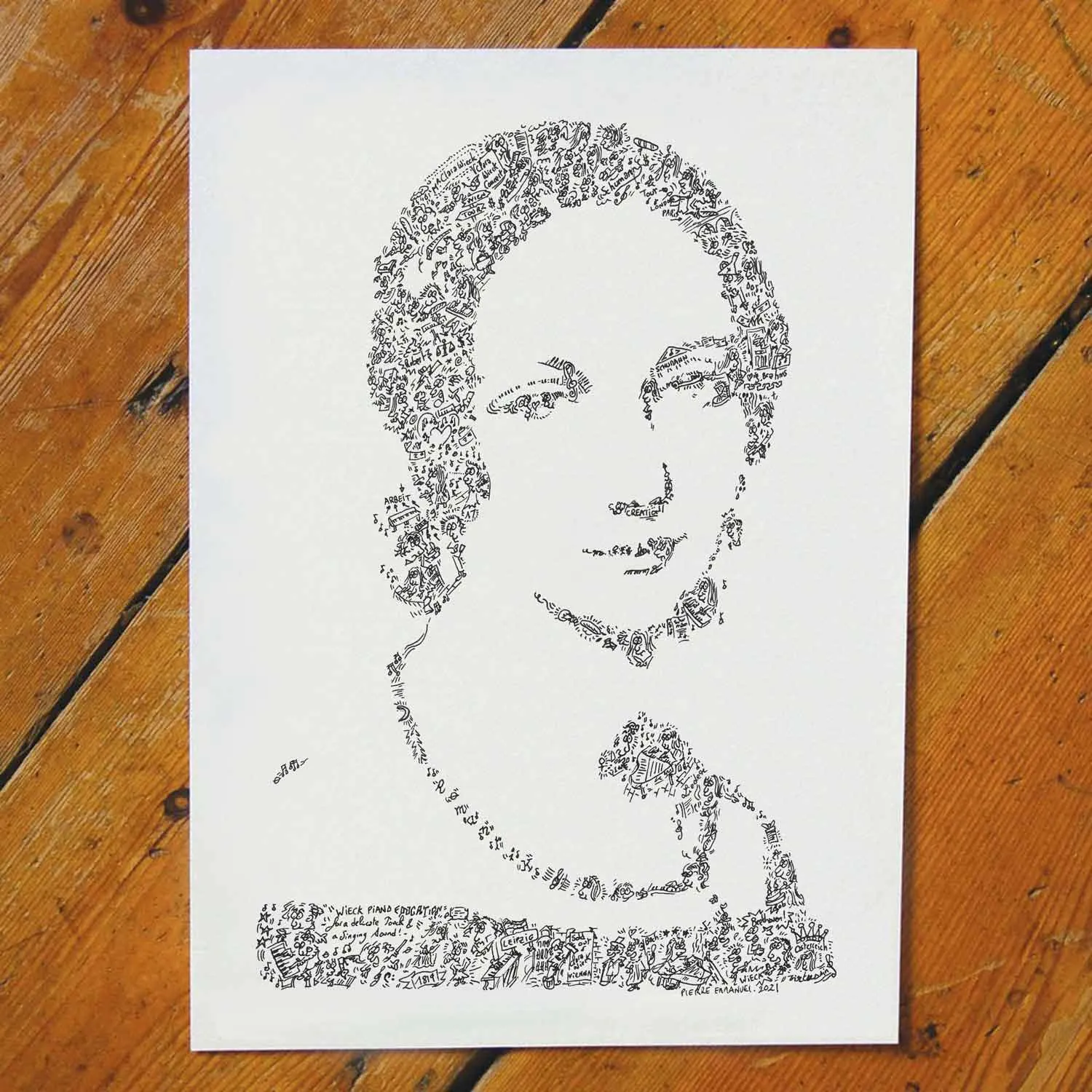 DrawInside Clara Schumann affiche A4 21x30 cm piano