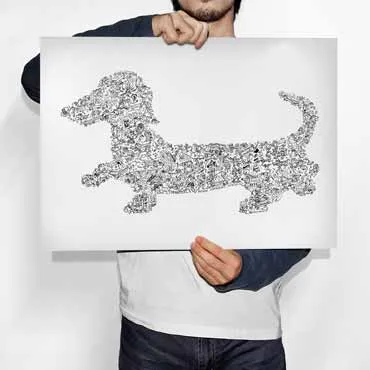 DrawInside Teckel affiche A4 21x30 cm chien