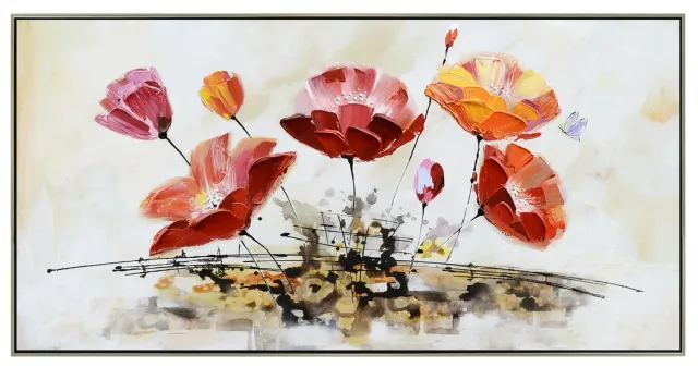 Lacorne Decoration 6894 Fleurs de Printemps tableau 70x140 cadre argent