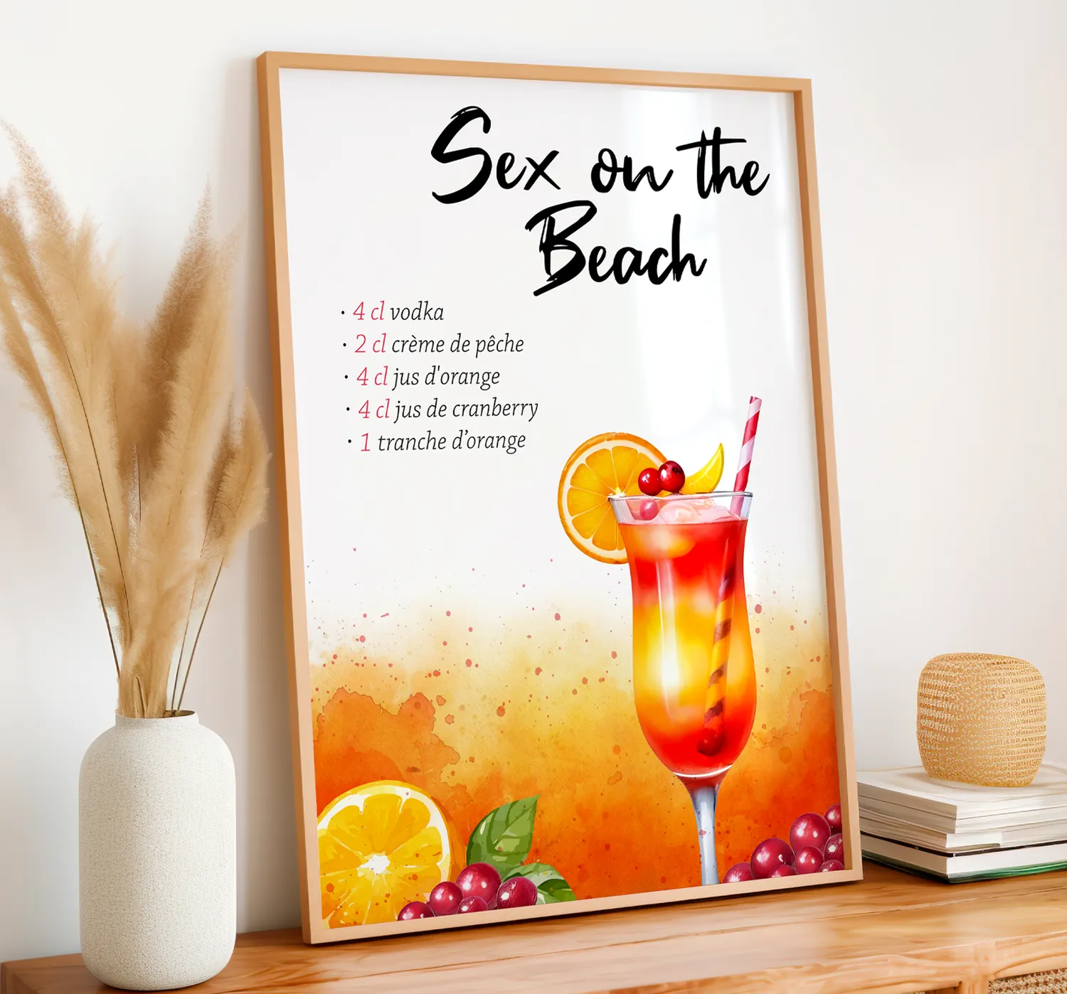 Papeterie Créative Cocktails lot 6 affiches recettes aquarelle