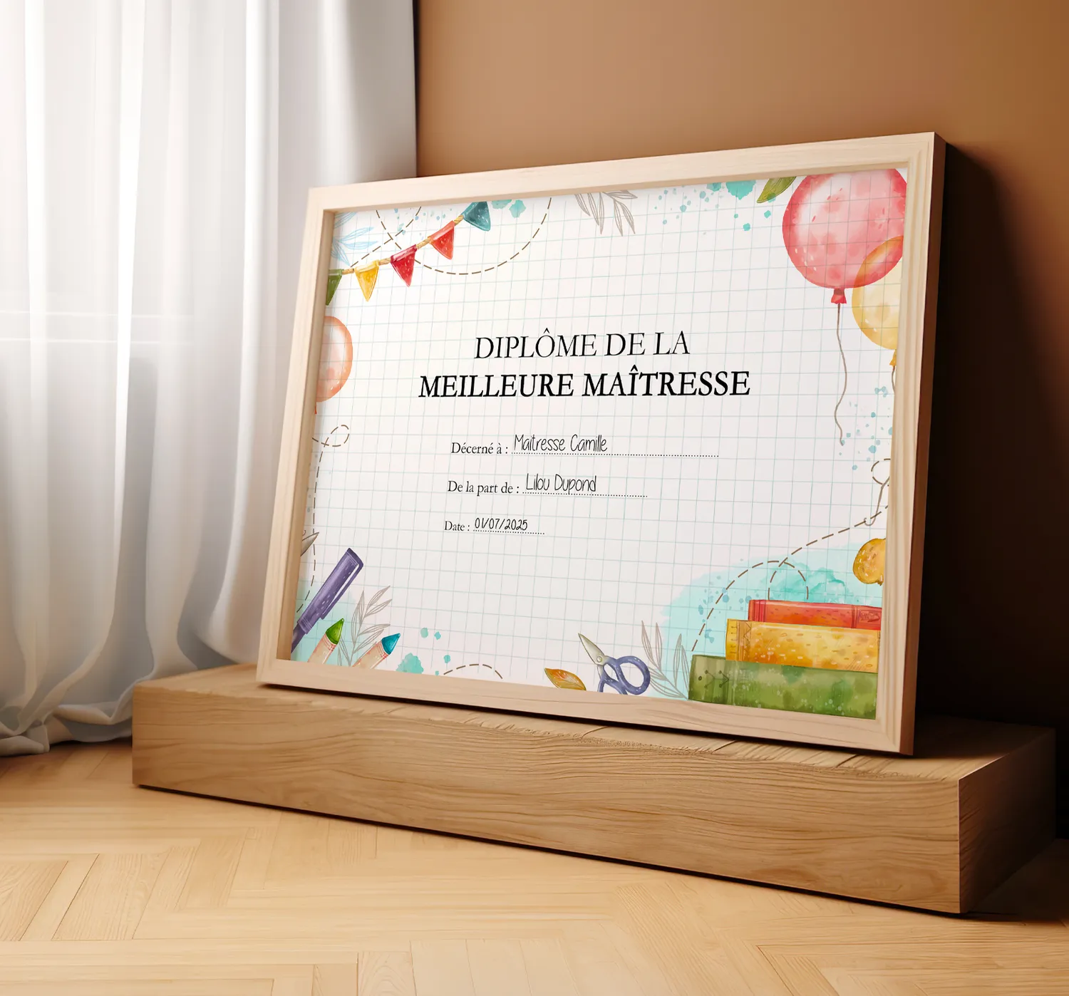 Papeterie Créative Maîtresse diplôme personnalisé merci