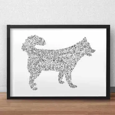 DrawInside Husky Sibérien affiche 21x30 cm chien