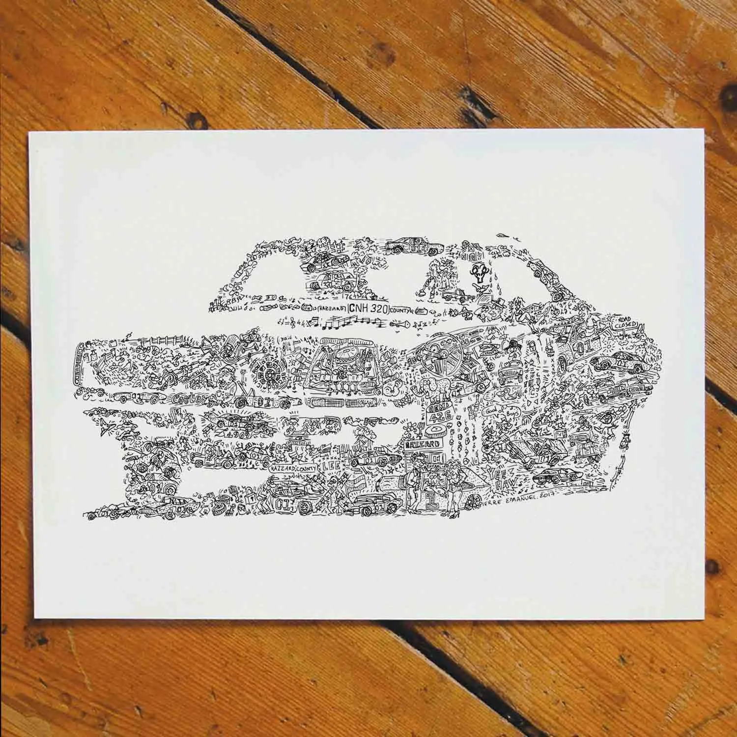 DrawInside General Lee affiche A4 21x30 cm Dodge Charger