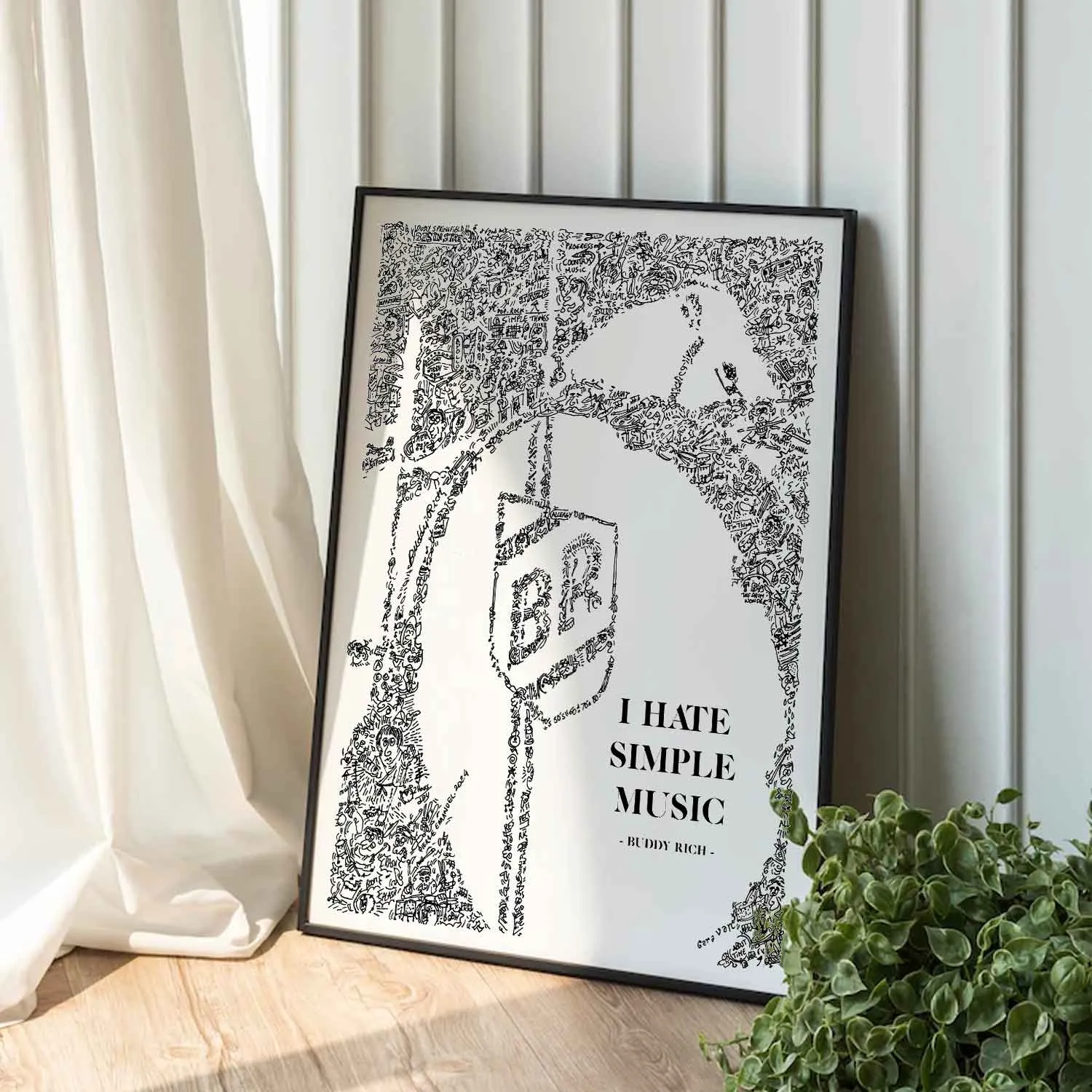 DrawInside Buddy Rich Quote affiche A4 batteur jazz
