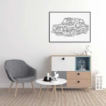 DrawInside Renault R8 Gordini affiche A3 bleue