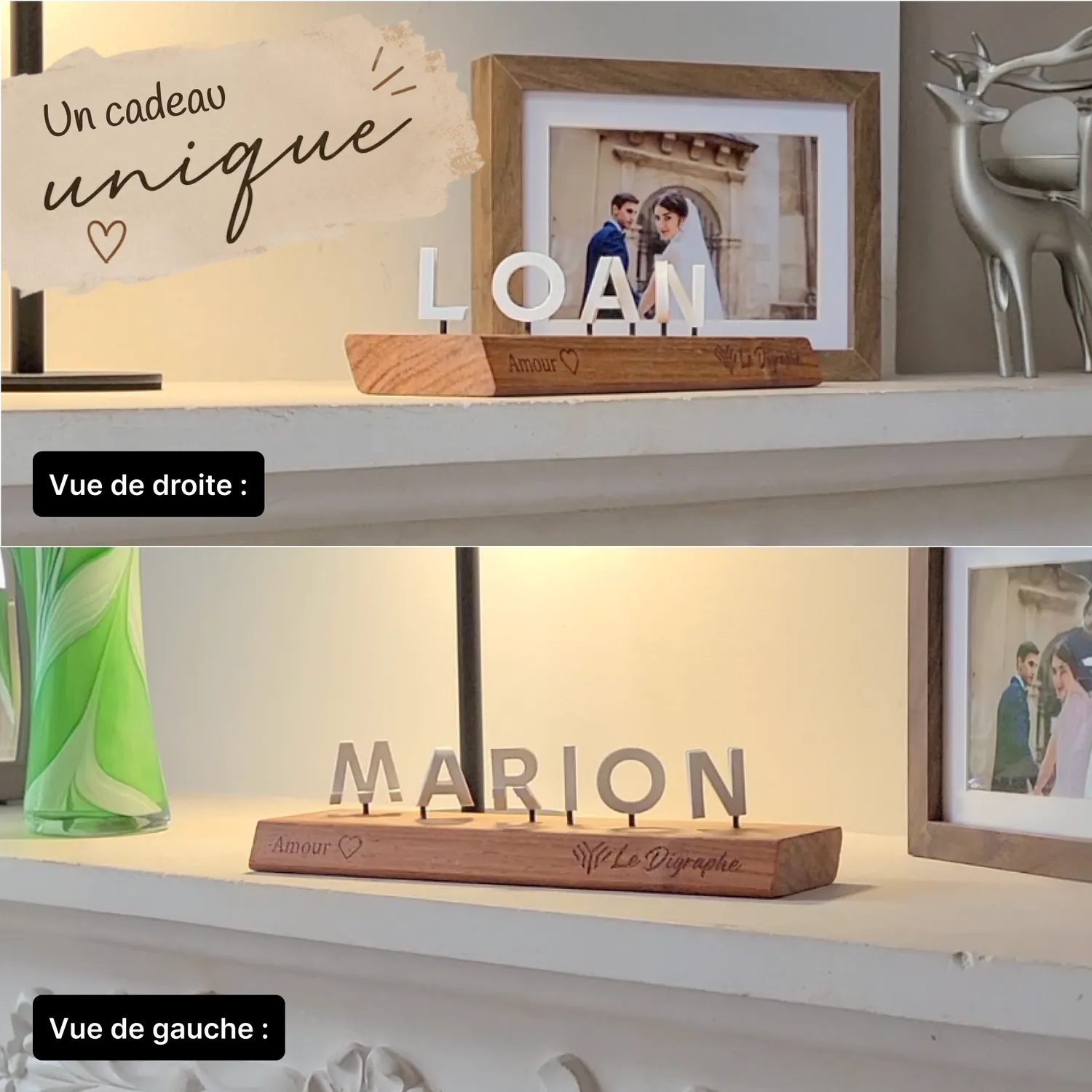 Le Digraphe CRO décor illusion amour porte-photo prénoms