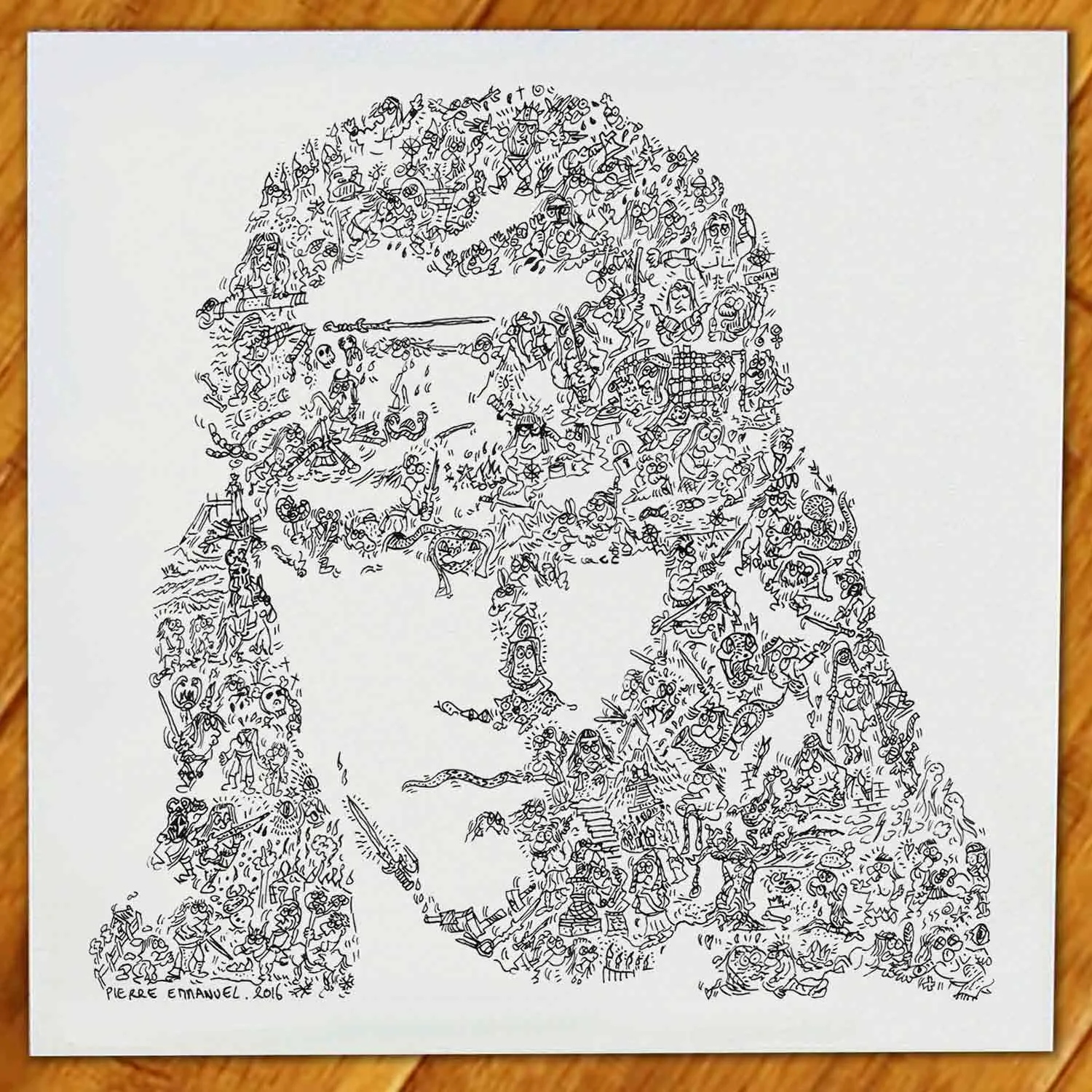 DrawInside Conan the Barbarian affiche 20x20 cm signée