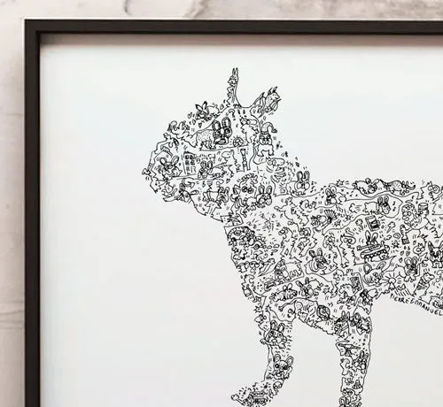 DrawInside Bouledogue Français affiche A3 30x42 cm