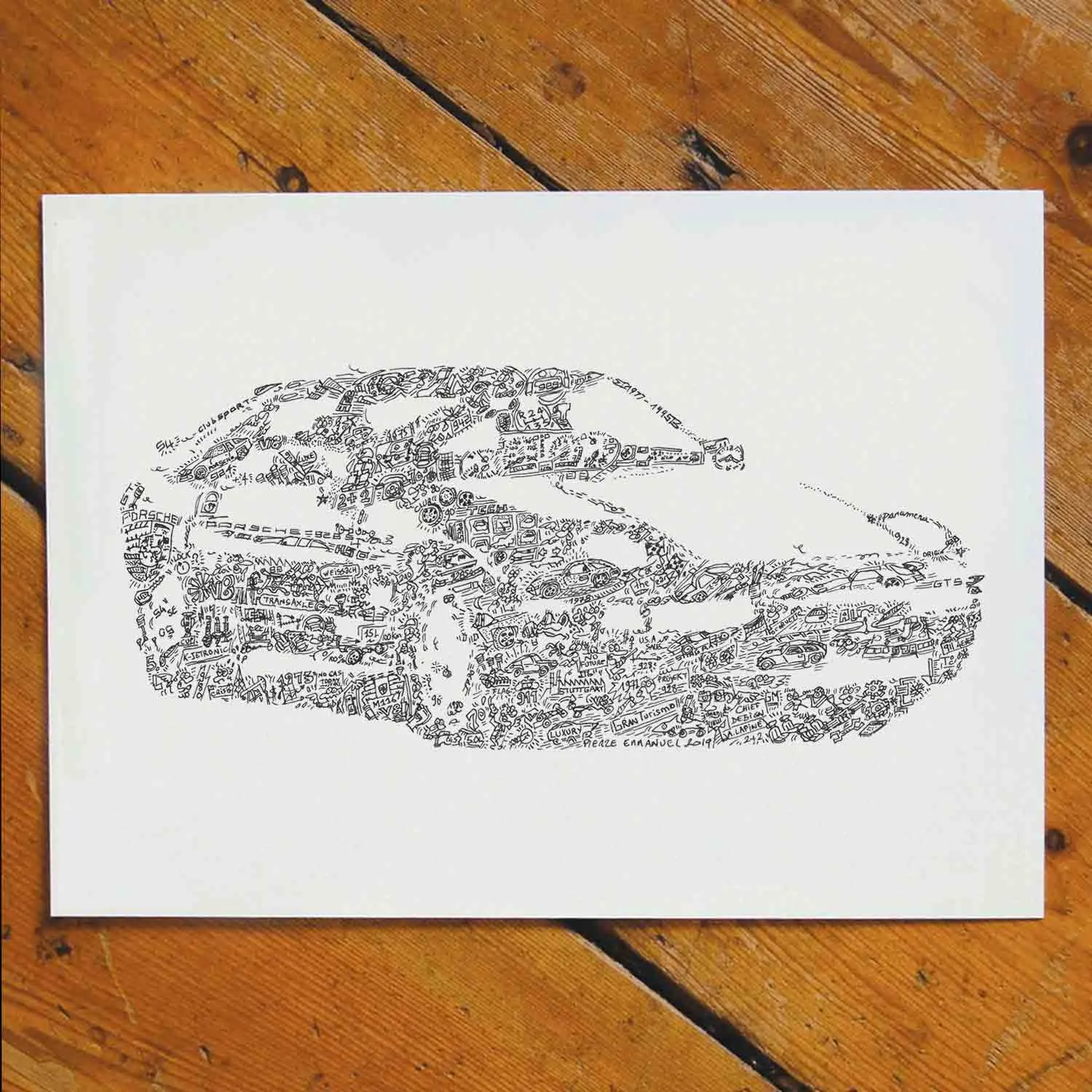 DrawInside Porsche 928 affiche A4 voiture