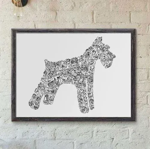 DrawInside Schnauzer affiche A4 21x30 cm barbu
