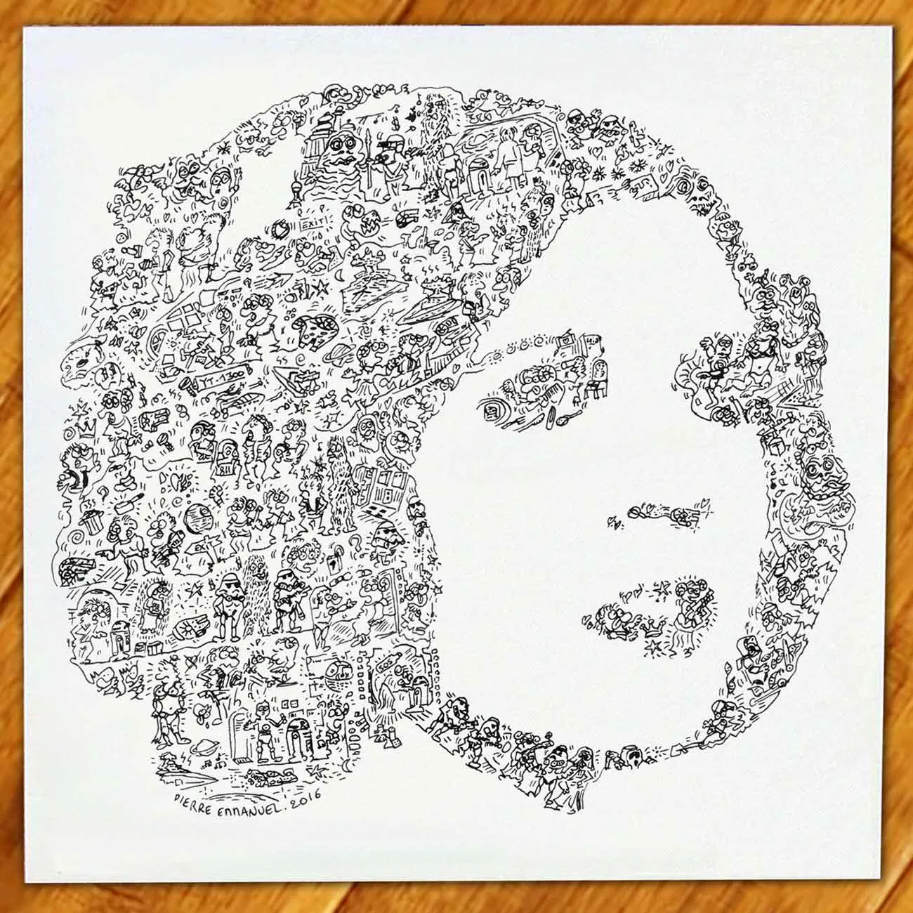 DrawInside Princess Leia Star Wars affiche 30x30 cm doodles