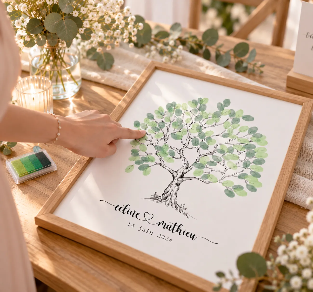 Papeterie Créative Arbre affiche empreintes mariage sur mesure