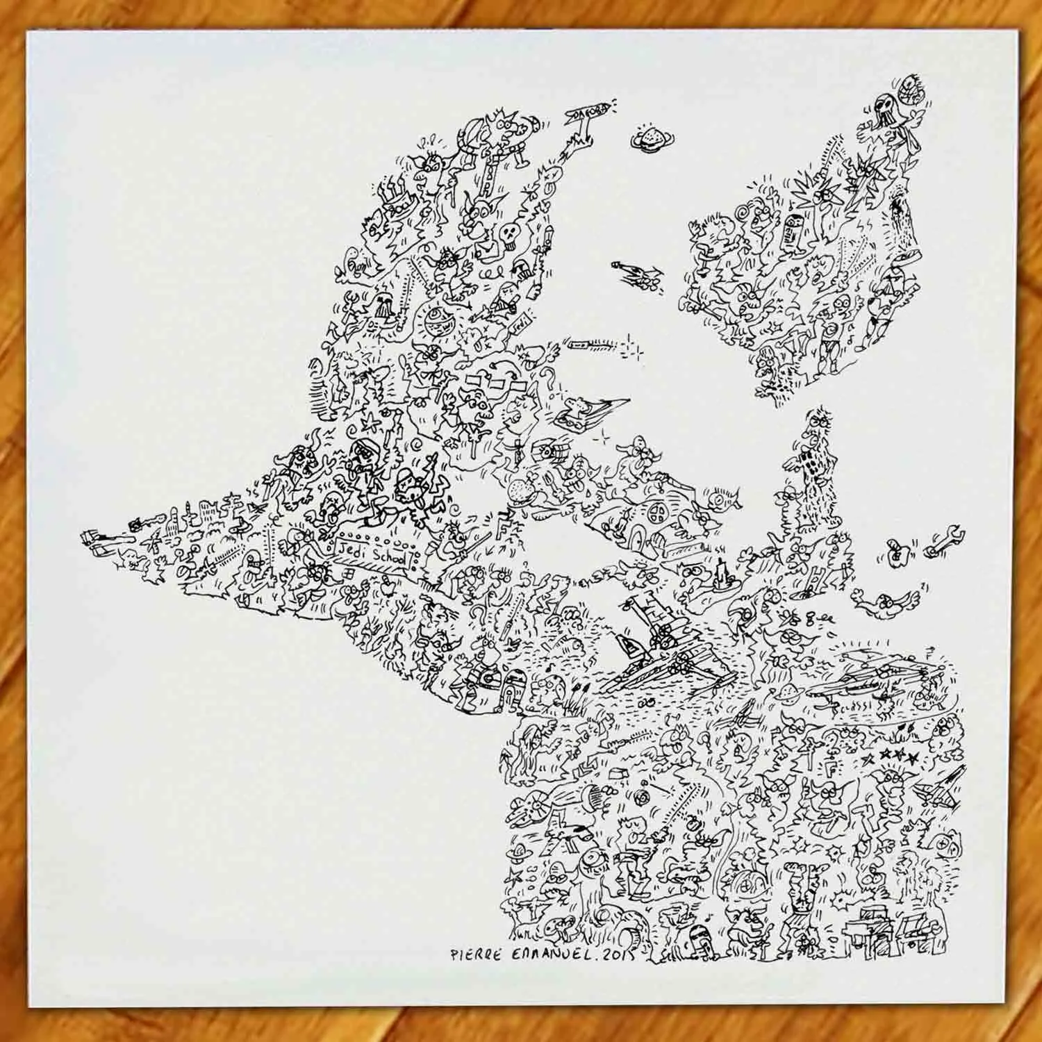 DrawInside Yoda Star Wars affiche 20x20 cm signée