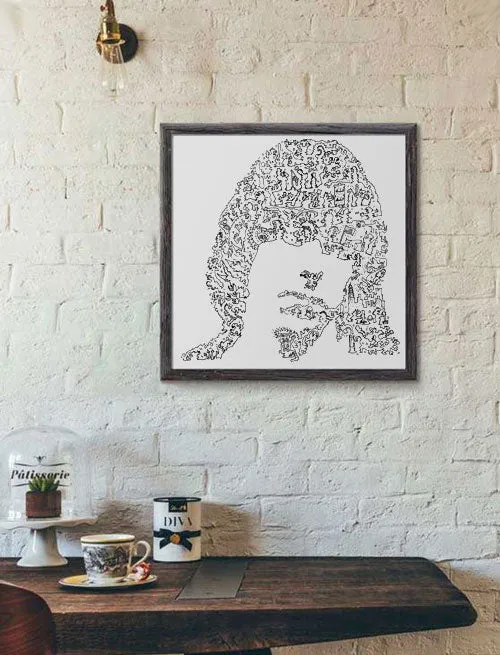 DrawInside Johnny Ramone affiche 20x20 cm papier mat