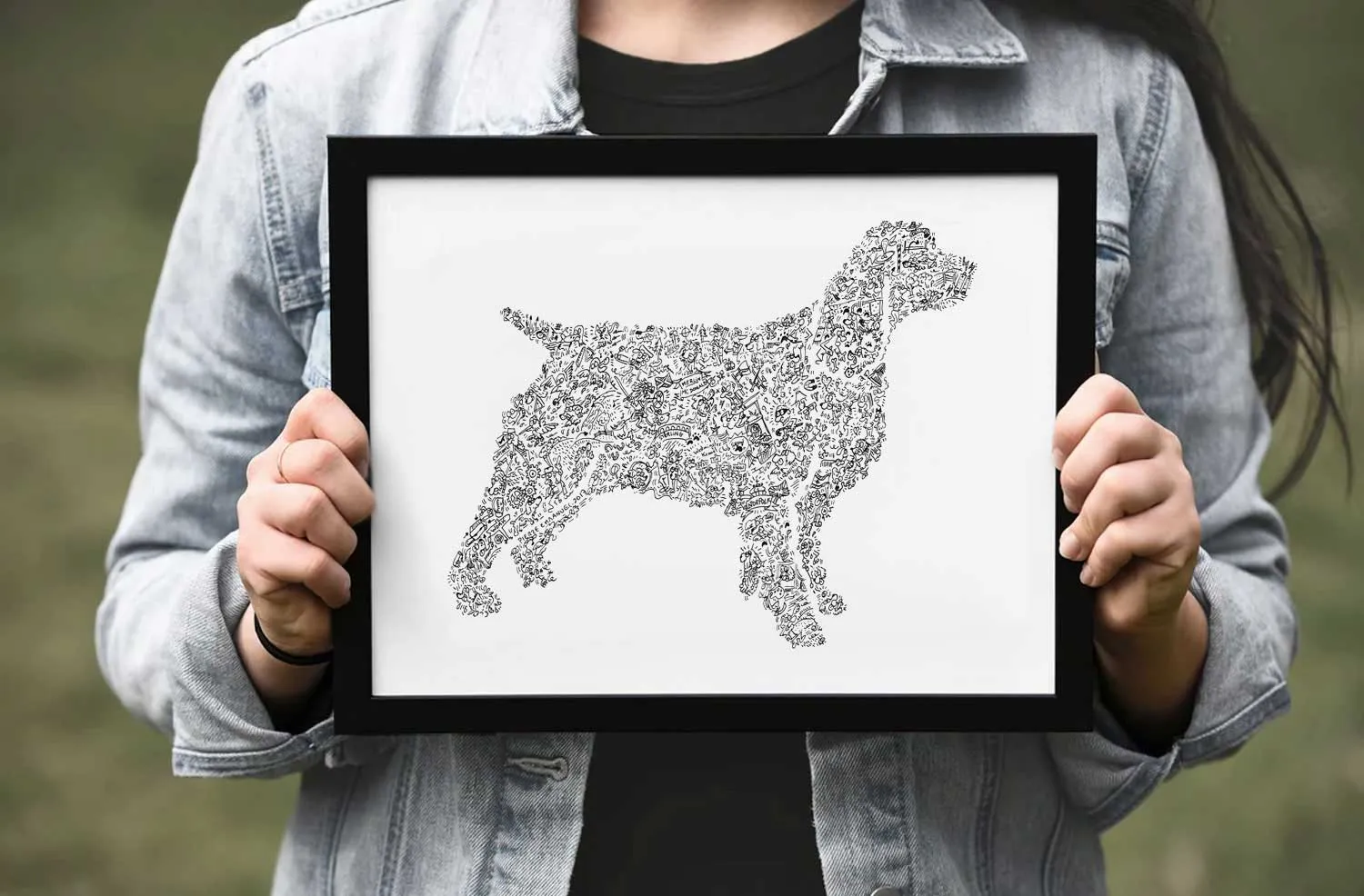 DrawInside English Springer Spaniel affiche A4 chasse
