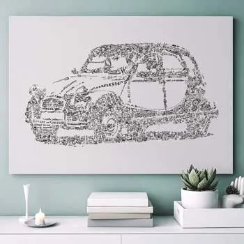 DrawInside Citroën 2CV Charleston affiche A4 21x30 cm bicolore