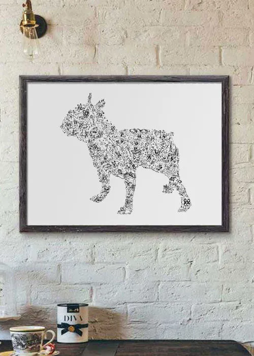 DrawInside Bouledogue Français affiche A3 30x42 cm