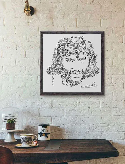 DrawInside George Best affiche 20x20 cm football