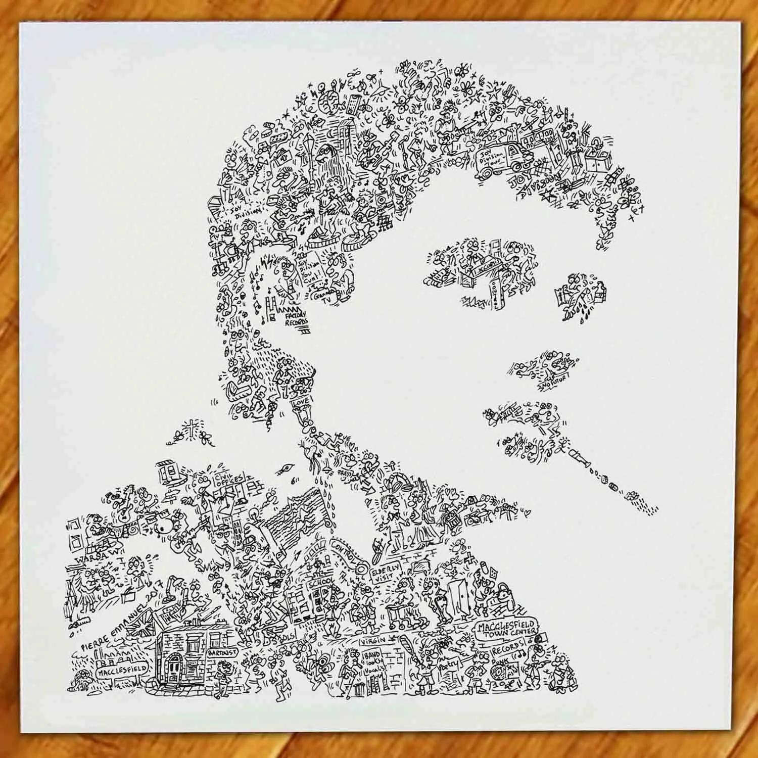 DrawInside Ian Curtis Joy Division affiche 20x20 cm portrait