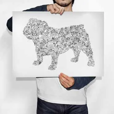 DrawInside Bulldog Anglais affiche A4 21x30 cm
